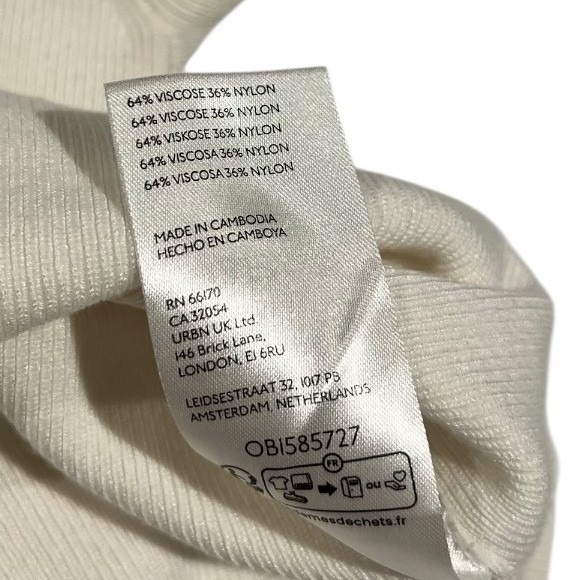 Maeve Anthropologie Women's Small Cream Ribbed Mock Neck Bell Sleeve Top - Picture 4 of 13